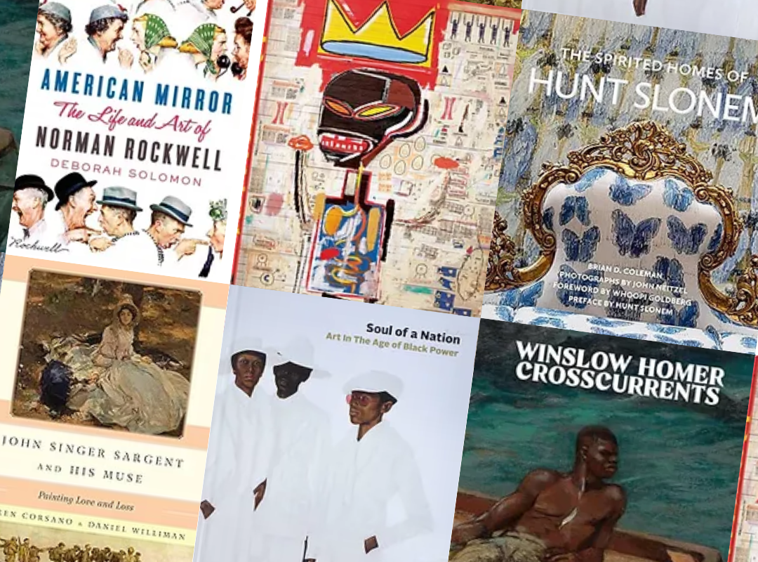 A collage of books about American artists