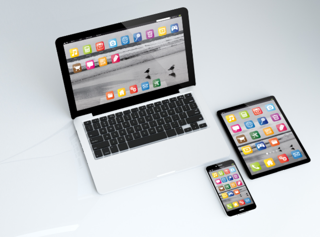Photograph laptop, iPad and phone
