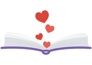 Book with hearts coming out of it