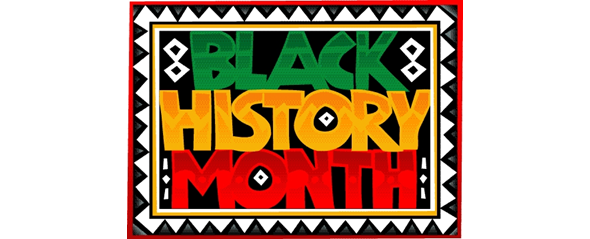 Black History Month in green, yellow and red font