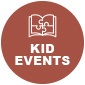 An icon of a calendar above text that reads "Kid Events."