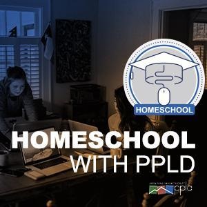 The title, "Homeschool with PPLD," is accompanied by a photo of girl doing school work at home.