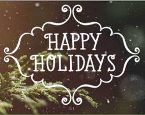Happy holidays logo with cedar branch