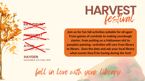 The calendar search link for the Harvest Festival events will open in an external site and in a new tab or window.