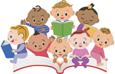 Babies of all nationalities, holding and reading books.