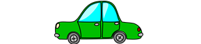 Image is of a child-like drawn green car.