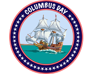 A ship sailing on the ocean with the title Columbus Day