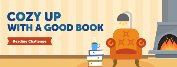 Cozy Up With A Good Book Reading Challenge for Youth. This linked image will take you to the BeanStack site where you can login or register.