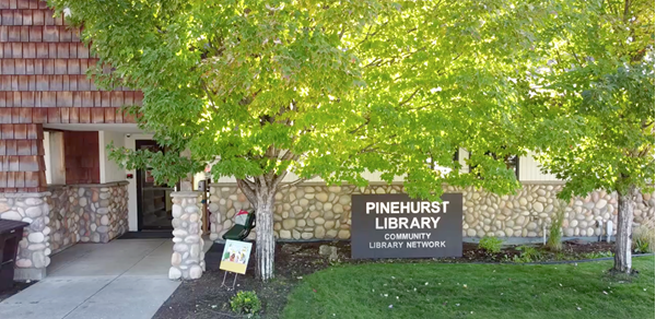 Front view of the beautiful Community Library Network at Pinehurst