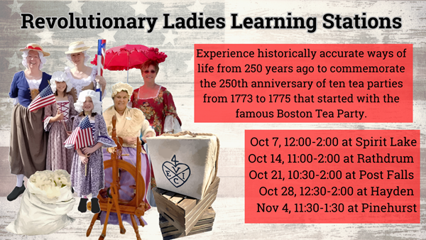 This calendar search link for the Revolutionary Ladies Learning Stations events will open in an external site and in a new tab or window.
